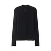 Nueva colección otoño/invierno 2026: Cárdigan de cachemira a rayas, cuello alto, corte ajustado, con cremallera - un suéter de punto versátil, elegante y minimalista