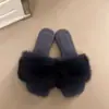 Chinelos Planos de Pelo de Coelho Genuíno Femininos para Exterior Outono Novo Estilo Super Bonitos de Alta Qualidade Fofos para Exterior de Algodão