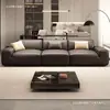 Sofá de Vaca Negra Grande XiaTu, Sofá Cubo Negro, Sofá de Cuero Minimalista Moderno para Sala de Estar del Hogar, Nuevo Modelo 2024 Madera