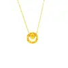 Collar Colgante de Ojo de Gato con Anillo Triturado de Hielo para Mujer, Oro Imitación, Lujo Ligero, Cadena de Clavícula Niche