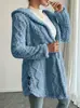 Casaco Casual Feminino com Capuz e Manga Longa, Roupas Femininas Transfronteiriças, Outono/Inverno 2026, Estilo Europeu e Americano, Quente, Cardigan de Lã Dupla Face