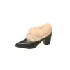 Botines Cortos Negros de Tacón Alto Estilo Francés para Mujer, Nuevo Estilo Otoño e Invierno 2025, Botines Delgados de Punta Fina, Botines Elegantes de Tacón Grueso para Mujer