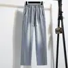 Foto Real de Jeans Sueltos de Pierna Recta de Tencel para Hombre, Estilo Delgado, Ropa de Trabajo Americana High Street, Pantalones Casuales de Pierna Ancha, Algodón