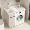 Gabinete de lavandería para balcón con fregadero integrado y tabla de lavar, gabinete para lavadora de carga frontal, combinación de gabinetes de baño, venta al por mayor de fábrica