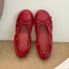 Sapatilhas Francesas Bico Redondo Femininas 2026 Chegada Nova Outono Laço Solado Macio Sapatos Únicos Femininos Sapatos Planos de Rolinho Loafers