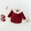 Enterizo Suéter de Lunares Dianxi para Bebé y Niño Pequeño con Cuello de Muñeca para Niñas, Nuevo Estilo Otoño, Body Dulce con Lazo de Manga Larga