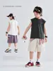Ropa para Niños Chaleco de Canalé para Niños Verano 2026 Nuevo Estilo Camiseta Fina Sin Mangas Estampada para Niños Top de Verano para Niños Grandes