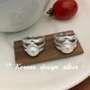Coreia do Sul ins Sexy Eating Anel S925 Sterling Silver Convexo Pérola Dupla Camada Anel Nicho All-match Mulheres