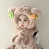 Gorro y Bufanda de Invierno para Niños, Gorro de una Pieza, Set de Dos Piezas de Dibujos Animados de Terciopelo y Engrosado, Gorro Lindo y Súper Lindo con Protección para los Oídos para Niños y Niñas