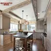 Gabinetes de Madera Maciza Personalizados para Fábrica de Comercio Exterior, Gabinetes de Cocina y Unidades de Isla de Roble Estilo Americano y Europeo para Toda la Casa