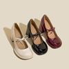 Tacones altos estilo francés gruesos Primavera y otoño 2024 Nuevos zapatos Mary Jane para mujer Plataforma impermeable Boca baja Zapatos de una sola capa con lazo