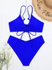 2027 Nuevo bikini de traje de baño de color sólido sexy para mujer de dos piezas, transfronterizo europeo y americano de Amazon