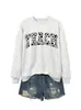 Amazon Wish Sitio Independiente Cómodo Versátil Elegante Sudadera para Mujer Teach Corazón Blanco y Negro Cuello Redondo Manga Larga