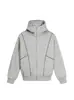 Sudadera Cardigan Retro Americano de Cuello Alto Medio con Capucha para Hombre y Mujer Otoño e Invierno Nueva Silueta Puntada Decorativa Estilo Perezoso Chaqueta con Cremallera