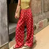 Comércio Exterior Transfronteiriço moda feminina 2026 Calças pantalona casuais estilo francês com poá para mulheres, calças retas casuais com cordão e cintura elástica