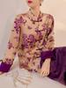Novo Top Estilo Chinês com Toque de Luxo, Design Roxo Único, Jaqueta Abotoada para Mulheres, Coleção Outono M7035