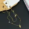 Collar Colgante Piña de Doble Capa Ojo de Tigre Maillard para Mujer, Estilo Vintage, Cadena Larga Elegante para Suéter Tendencia