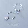 S925 Brincos de Prata Estilo Japonês Simples Gradiente Cinza Moonstone Doce Brincos Curtos Orelha Jóias G0576