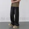 Jeans Azules Retro Americanos para Hombre Primavera y Otoño Nuevos Rectos Sueltos Peso Pesado Lavados Desgastados Denim Pantalones Largos Hombre