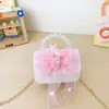Bolsa Infantil con Lazo 2026 Nueva Bolso Cruzado para Niñas, Bolso de Mano con Perlas, Bolso de Princesa, Monedero Pequeño Estilo Chanel