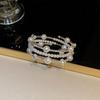 Anillo de estilo coreano, personalidad simple, super brillante, lujo ligero, con circonita incrustada, pulsera elástica de varias capas apiladas, anillo de moda, combina con todo