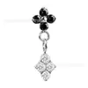 Binx Jewelry F136 Aleación de Titanio Flor de Ciruelo Rombo de Cuatro Diamantes Circonita Pendientes de Aro Colgantes Accesorios Universales