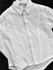 Camisa Larga de Manga Larga con Bordado Blanco y Empalme de Flor Eterna para Hombre, Marca de Tendencia de Primavera, Diseño de Marca de Nicho, Camisa de Moda