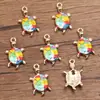 10 colores 13*24mm Accesorios de joyería de aleación DIY Color de aceite dorado KC Estampado de color Encanto de animal Colgante de tortuga