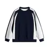 Sudadera deportiva de cuello redondo con retazos de algodón para hombre, marca de tendencia Otoño/Invierno 2026, con cuello acanalado, chaqueta para hombre, manga larga para hombre