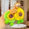 Colgante de Girasol y Caqui Tejido a Crochet de Felpa, Regalo de Graduación de Hilo Tejido Hecho a Mano, Llavero para Bolso
