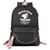Mochila escolar USB de dibujos animados transfronteriza de cola de hadas para jóvenes de primaria y secundaria, mochila casual con cinta para hombres y mujeres