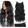 Pelucas Sencillas de Estilo Europeo y Americano para Mujer, Cabello Sintético de Comercio Exterior, Extensiones de Cabello Largo y Rizado de Una Pieza, Extensiones de Cabello con Hilo de Pescar de Fibra de Alta Temperatura