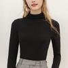 Camiseta Interior Térmica de Manga Larga Ajustada con Cuello en Capa para Mujer F1149Ains Estilo Urbano de Otoño