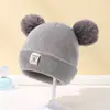 Gorro de Lana de Color Sólido Tejido para Bebé Recién Nacido Gorro de Invierno Lindo con Pompón para Niños Niñas Niños Gorro Cálido 0-3 Años