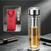 Taza de Té de Separación de Doble Capa de Vidrio de Borosilicato Alto para Negocios, Portátil para Coche, Taza de Té para Regalo con Logo Imprimible