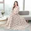 Elegante Vestido Estilo Diosa 2023 Nuevo Primavera y Otoño Talla Grande Cintura Ceñida Adelgazante Manga Larga Dobladillo Amplio Floral Vestido de Hada
