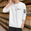 Moletom Masculino com Gola Redonda Estampado, Novo para Primavera/Outono, Caimento Solto, Pulôver Grosso de Manga Longa, Camisa Base Versátil e Fashion para Homens Modernos