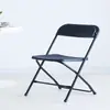 Silla plegable de plástico blanca para reuniones y capacitaciones al aire libre, apilable con respaldo, adecuada para uso en oficina y hogar, asiento engrosado y resistente