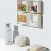 Caja de Almacenamiento con Tapa abatible sin Taladro Caja de Almacenamiento Multifuncional para Dormitorio Caja de Almacenamiento para Discos de Algodón Montada en la Pared Caja de Clasificación para Artículos Pequeños