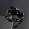 Pulsera de Calavera Estilo Gótico, Pulsera de Cuero Ajustable Punk Personalizada, Popular en Europa y América, Joyería Transfronteriza al por Mayor