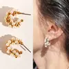 Joyería de Comercio Exterior Estilo de Nicho Pendientes Tejidos de Perlas en Forma de C Lujo Ligero Gama Alta Pendientes Redondos con Abalorios de Colores V327
