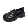 Weiwei Girl 158-2 Mocasines de Fondo Grueso para Mujer Retro Slip-on Zapatos Pequeños de Cuero Estilo Universitario Zapatos Individuales Mujer