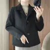 Casaco Casual Simples de Lã 100% Puro Dupla Face 2026 Outono e Inverno Novo Estilo Gola de Terno Solto Emagrecedor Jaqueta Espessa