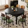 Conjunto de Mesa de Jantar e Cadeiras Vintage em Madeira Maciça Estilo Francês para Uso Doméstico, Estilo Meio do Século, Extensível para Mesa Redonda, Adequado para Vários Tamanhos de Casas
