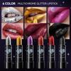 Labial Exclusivo de Diamante Transfronterizo con Brillante Destello Perlado, Bálsamo Labial Temático de Halloween en Dorado y Plateado, Hidratante