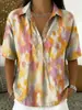 2026 Verano Transfronterizo Nuevo Top Casual para Mujer con Estampado Floral, Estilo Vacacional, Holgado, Cuello Solapa en V, Manga Corta