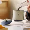 Nueva taza de agua de cerámica color rojo sílex con tapa, taza personal para oficina, taza de té, juego en caja de regalo para clientes