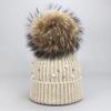 Chapéu de lã pérola outono e inverno chapéu de ondulação quente senhoras coreanas pele de guaxinim bola chapéu de malha gorro transfronteiriço