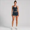 Conjunto de roupa de yoga transfronteiriço para mulheres, secagem rápida, lindo design nas costas, conjunto de colete para esportes ao ar livre, conjunto casual para corrida e fitness