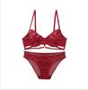 Conjunto de Sutiã Francês Bordado Sexy para Mulheres Verão Ultrafino Push-Up Lingerie Seios Grandes Mostrando Pequeno Sutiã de Lingerie